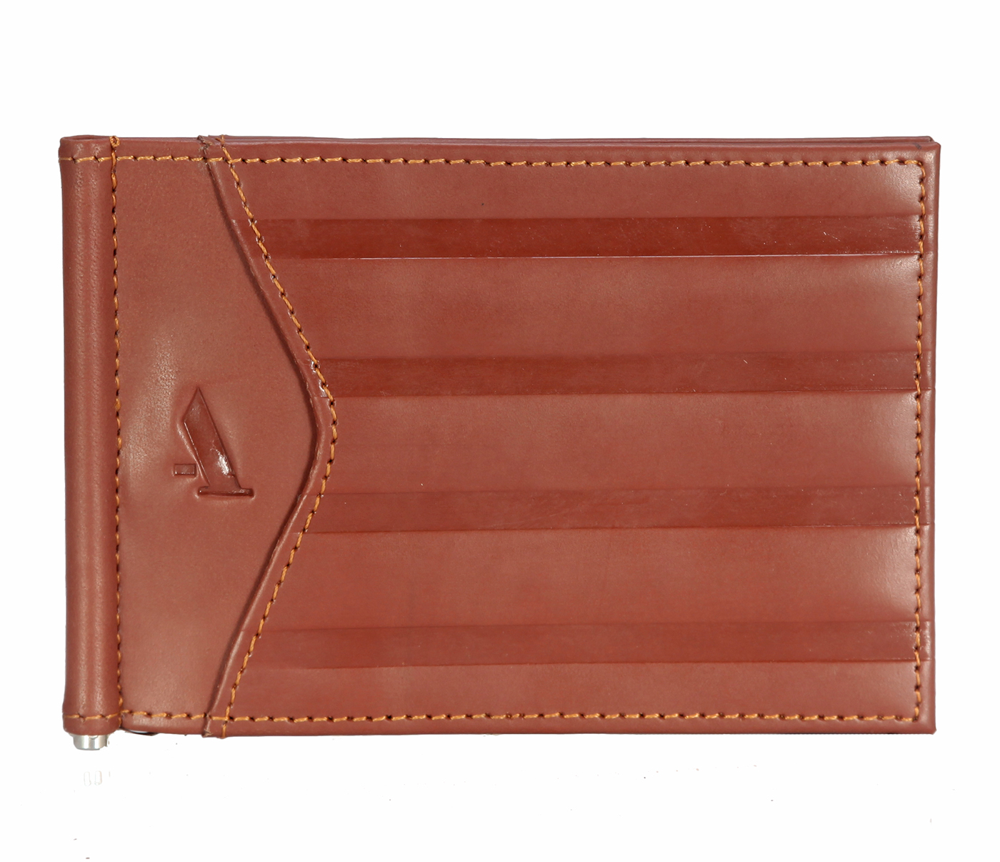 Wallet-Carl-Men's money clip cum card case wallet in Genuine Leather - Tan