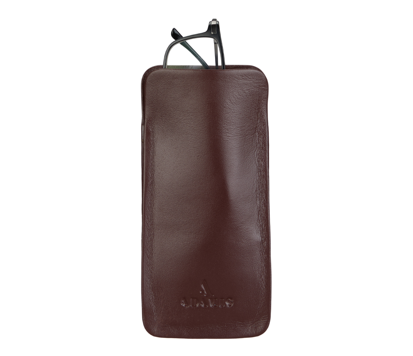 VW11--Soft stitch free spectacle case in Genuine Leather - Wine