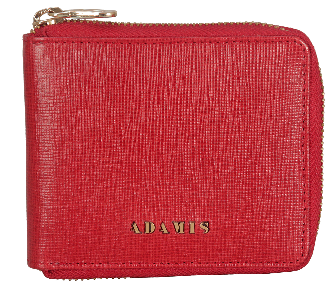W325-Denzel-Men's bifold zip wallet in Genuine Leather - Red