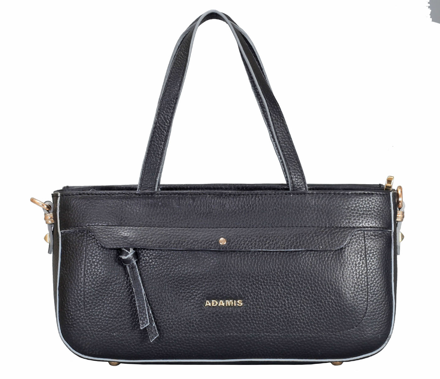 B861-Pamelia-Evening Bag in Genuine Leather - Black