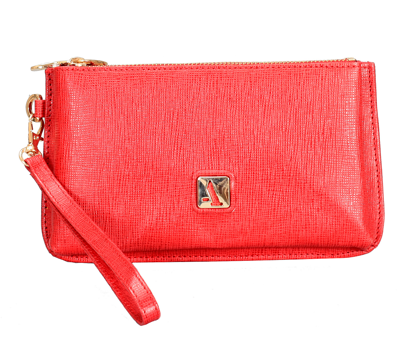 W332-Adriana-Women's wallet cum clutch in Genuine Leather - Red