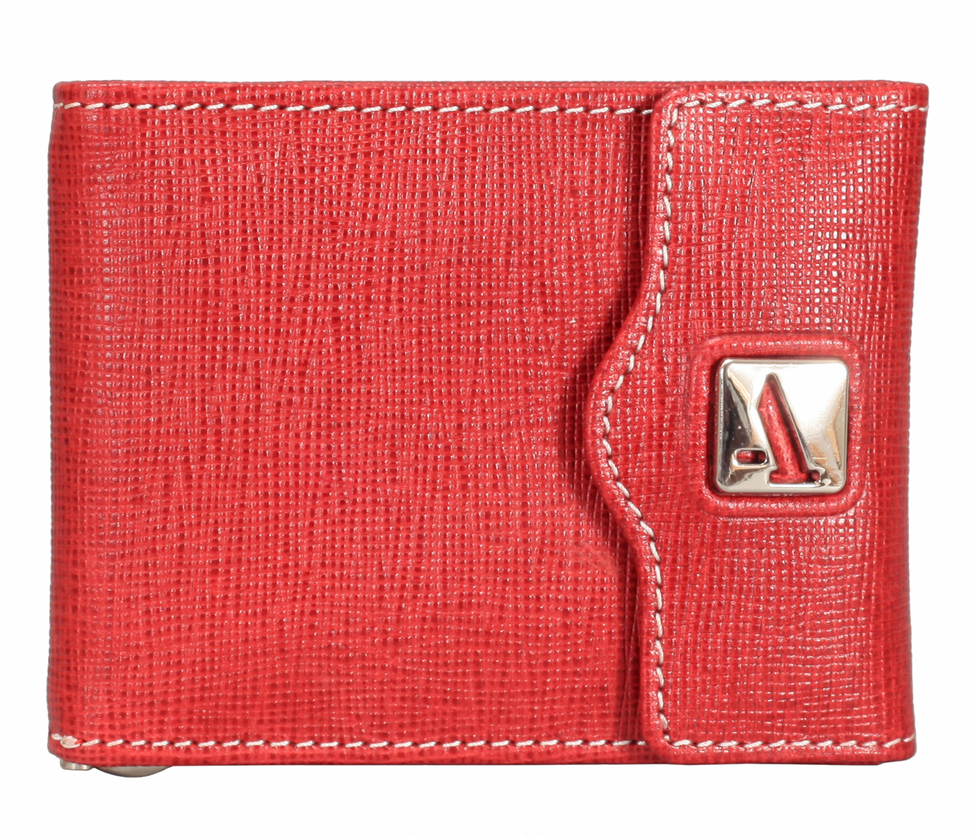 W328-Noah-Men's bifold money clip wallet in Genuine Leather - Red