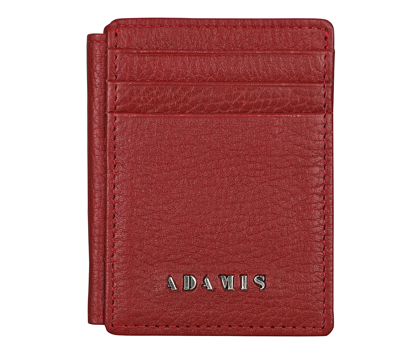 W339--Credit card case and magnetic money clip in genuine leather - Red