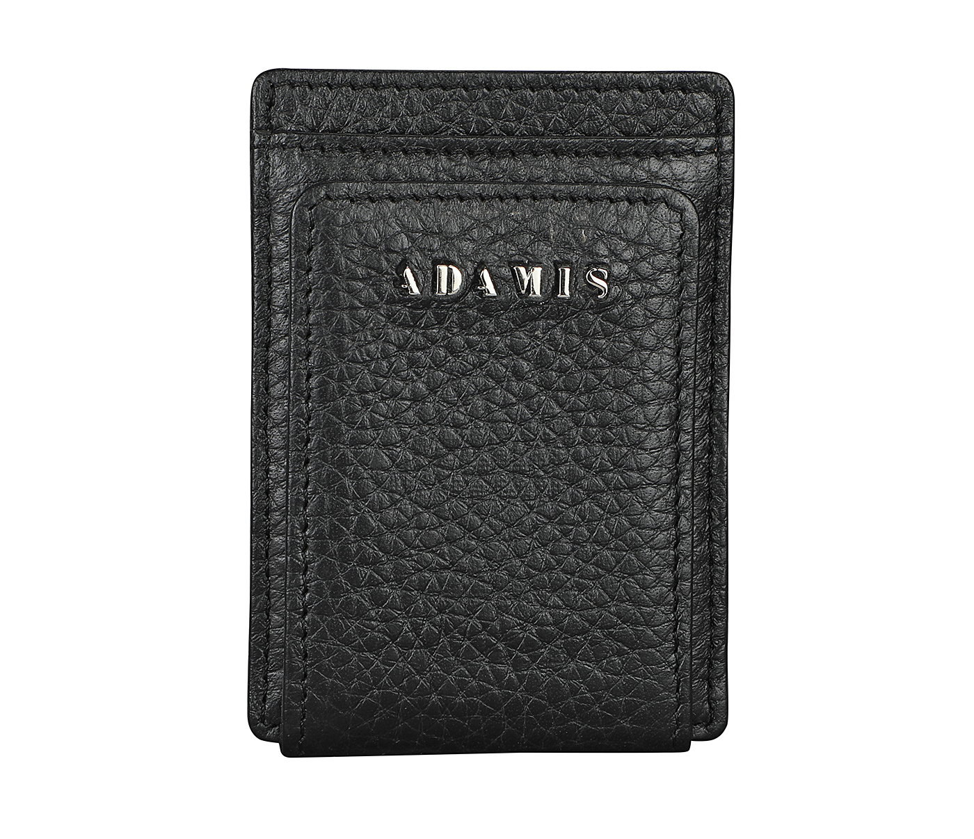 W340--Credit card case and magnetic money clip in genuine leather - Black