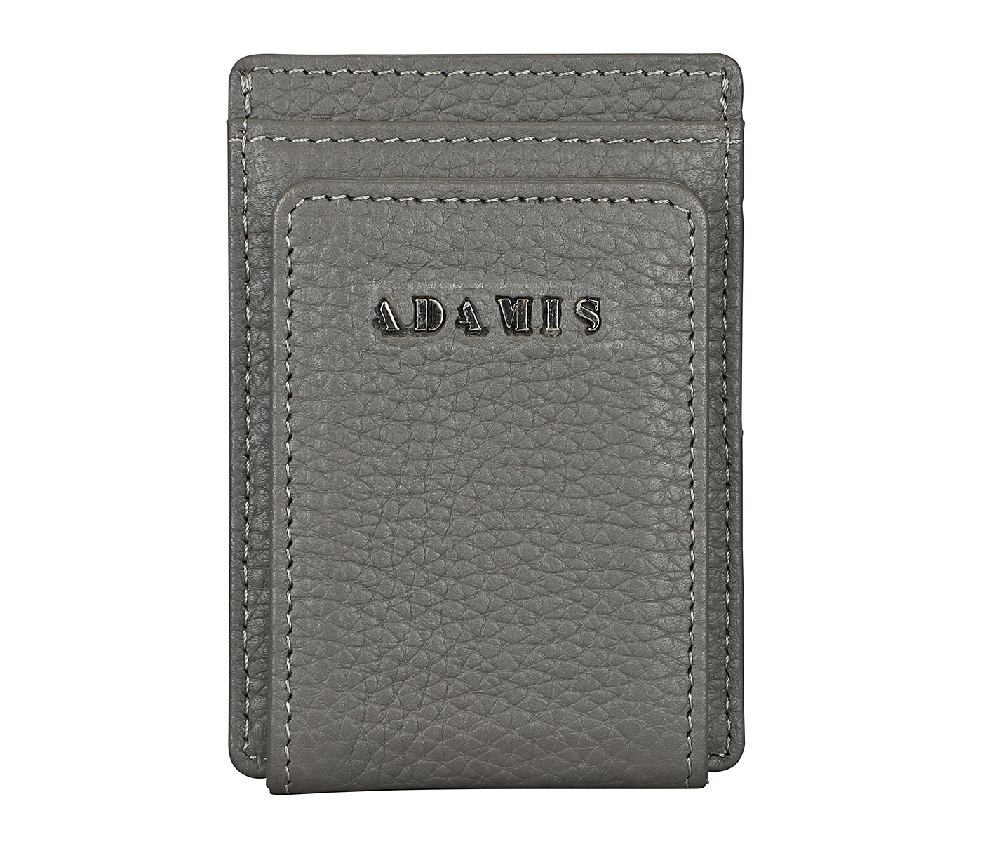 W340--Credit card case and magnetic money clip in genuine leather - Grey
