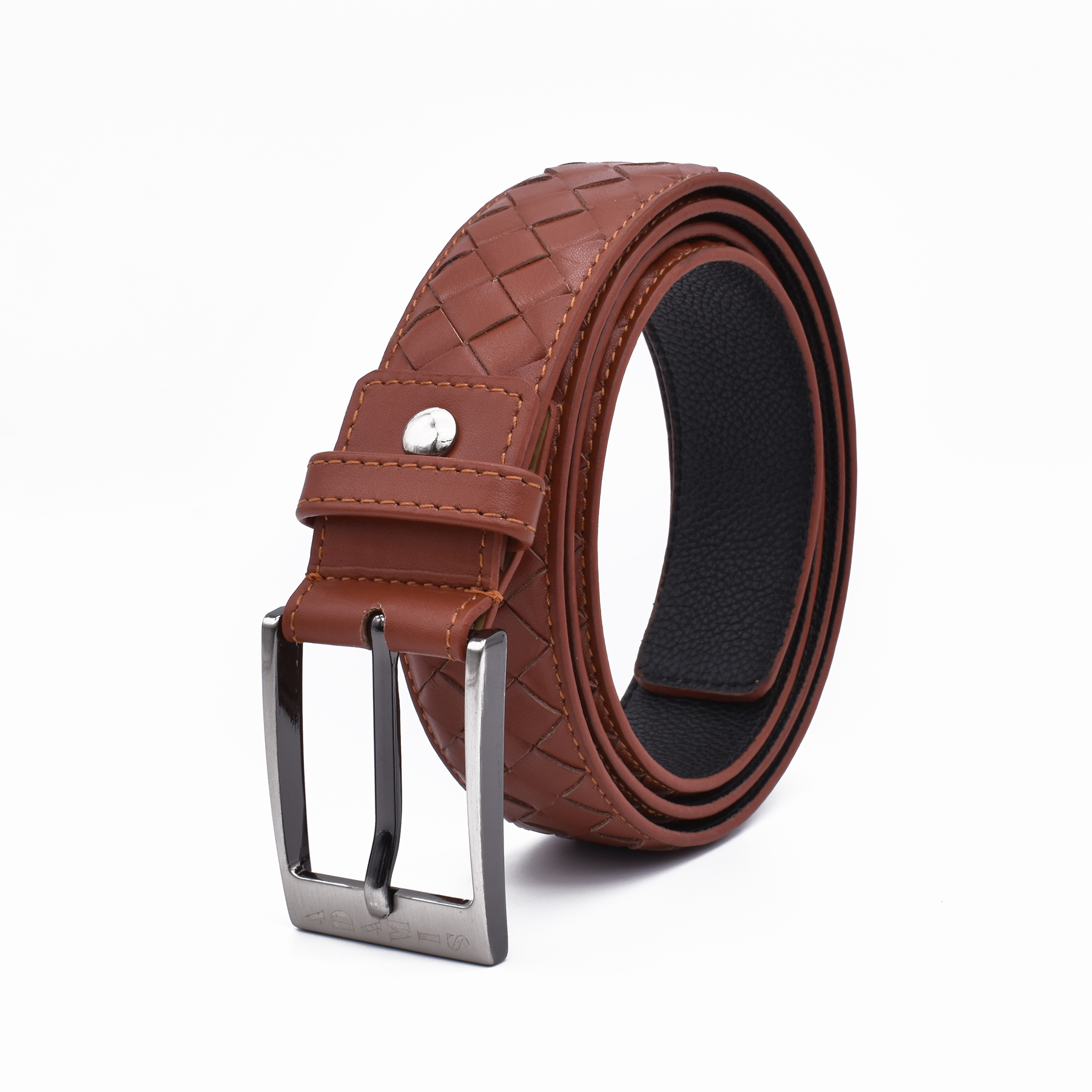 BL177-Men's stylish belt in Genuine Leather- - Tan