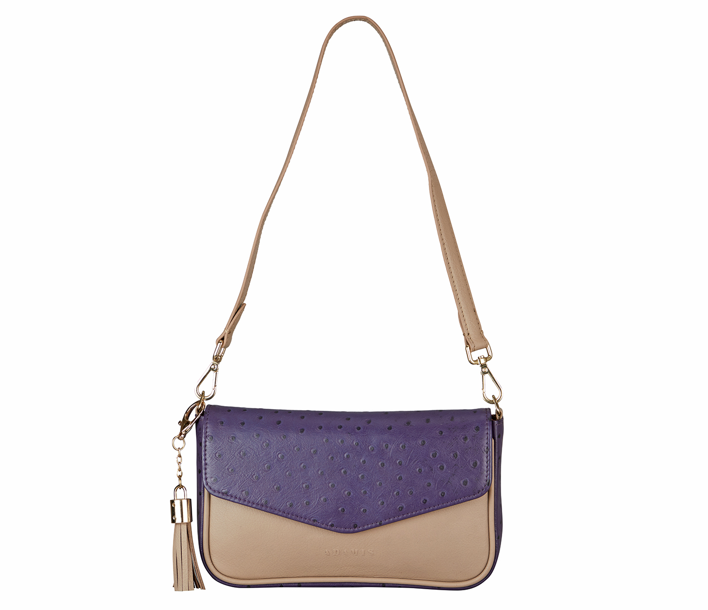B901-Selena Sling Cross Body Bag In Genuine Leather- - Purple