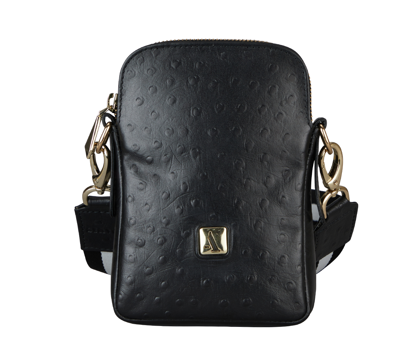 B912-Daniela Sling cross body bag in Genuine Leather- - Black