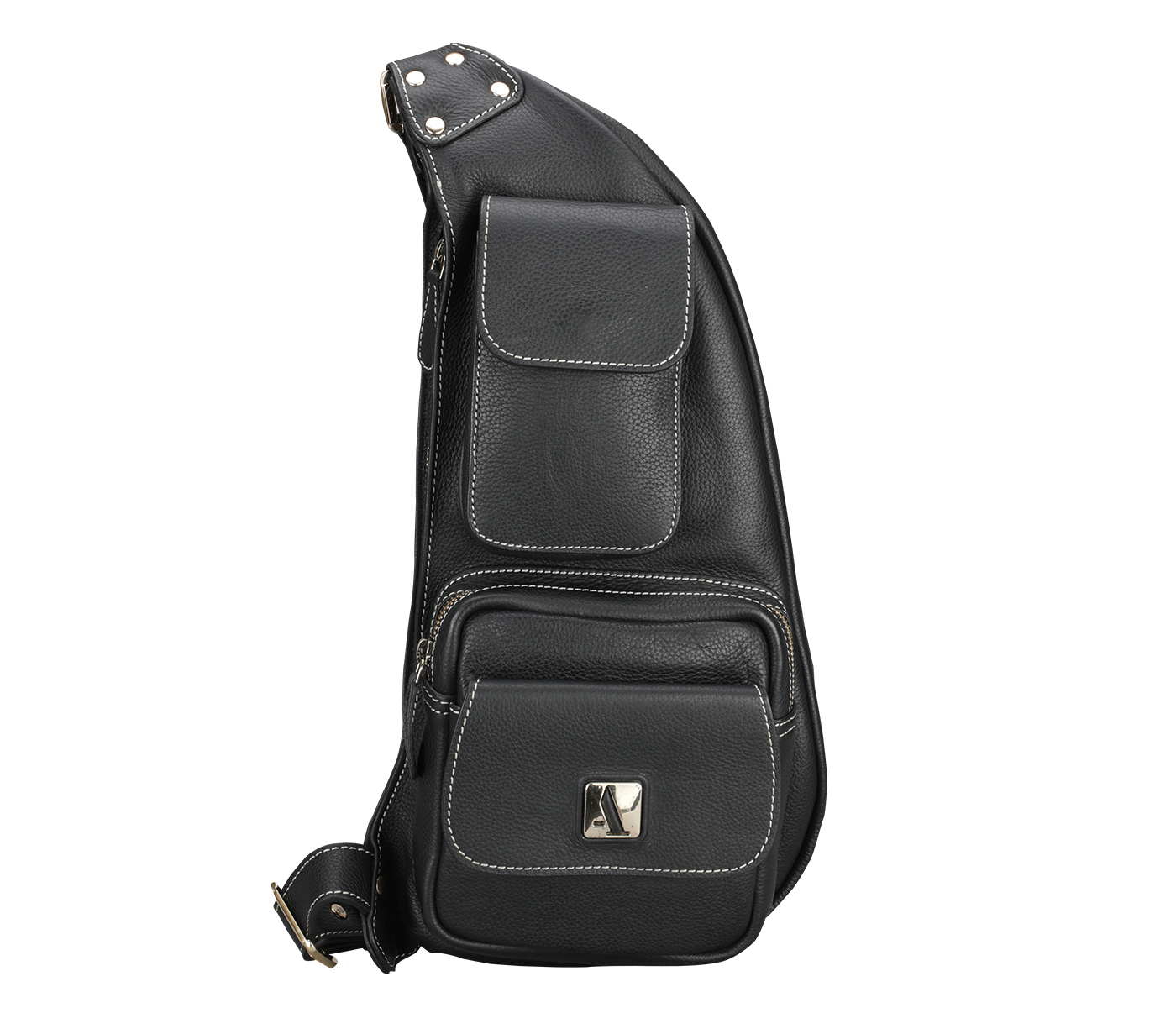 Marine Traveller Crossbody Mutli-purpose Bag Leather Bag(Black)B922