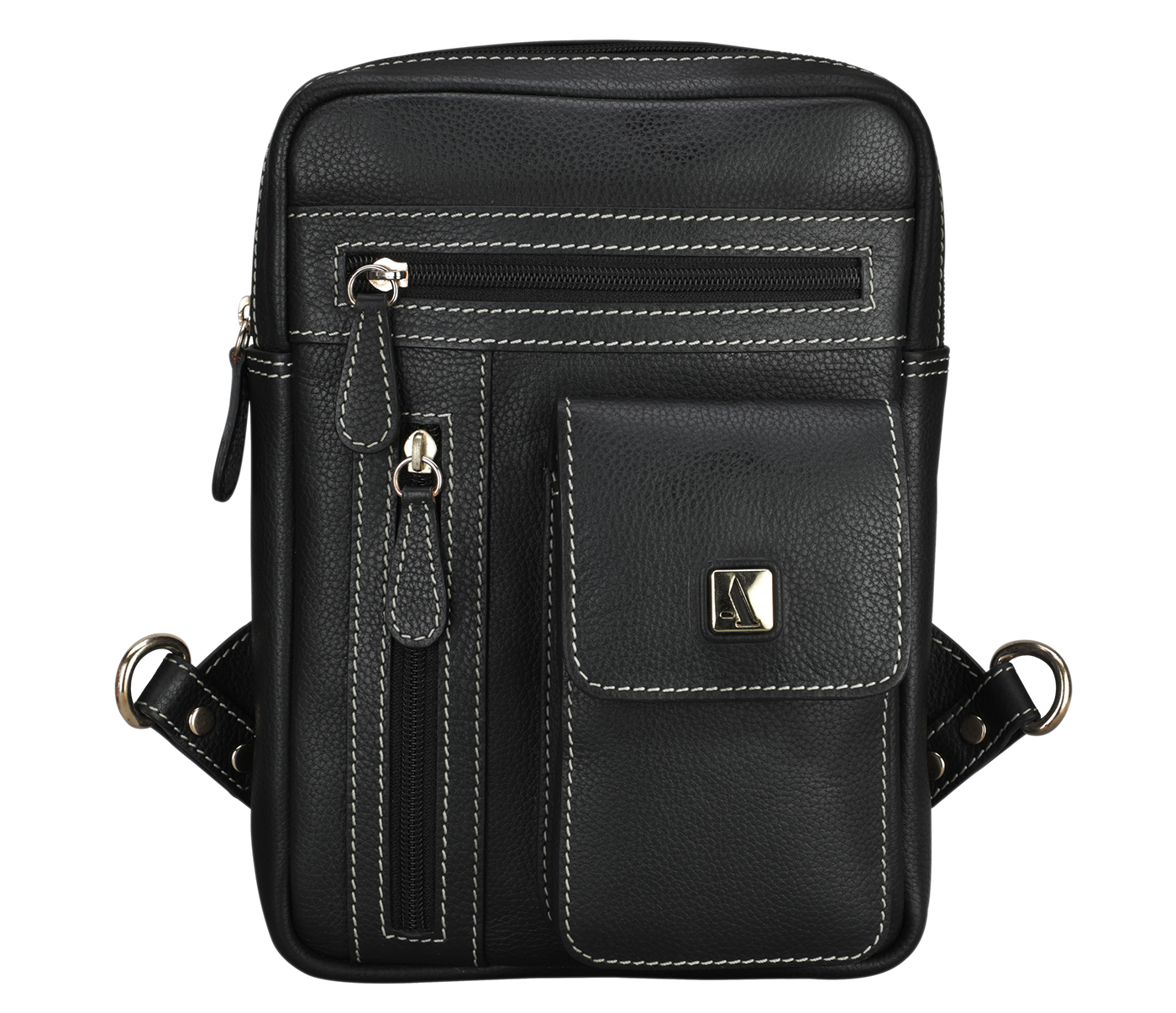 Emery Semi Round Crossbody Bag Leather Bag(Black)B923