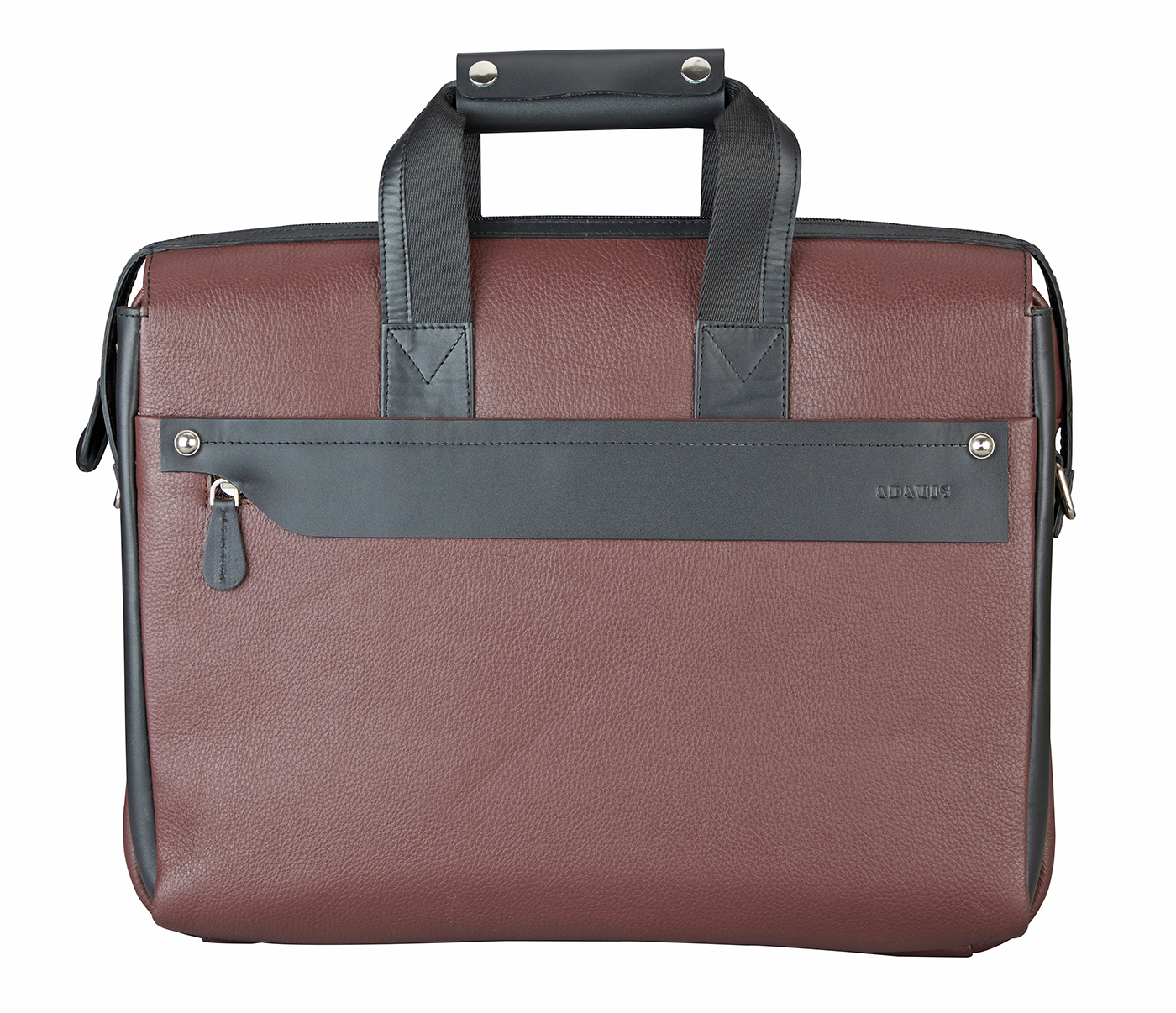 Portfolio / Laptop Bag-Henry-Laptop office executive bag in Genuine Leather - Wine/Black
