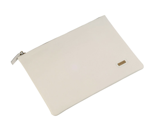 Leonardo Leather Laptop Sleeve / Folder(Icewhite)F16