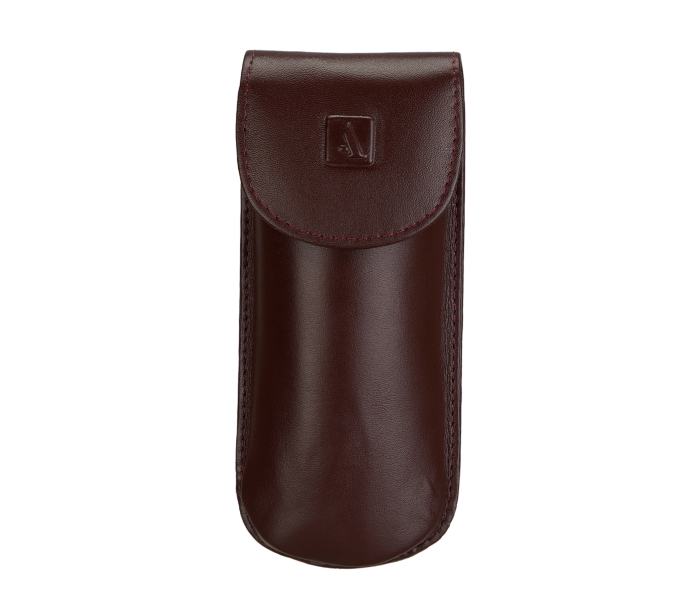 W74--Reading spectacle semi hard case in Genuine Leather - Wine