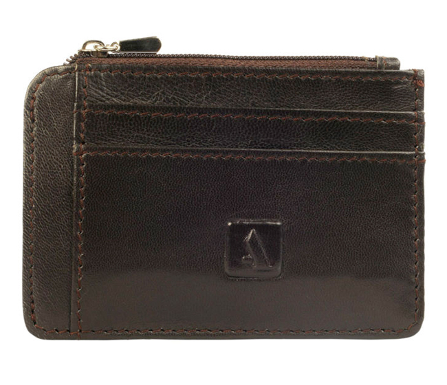 W201--Credit Card Holder With Photo Id In Genuine Leather - Brown.