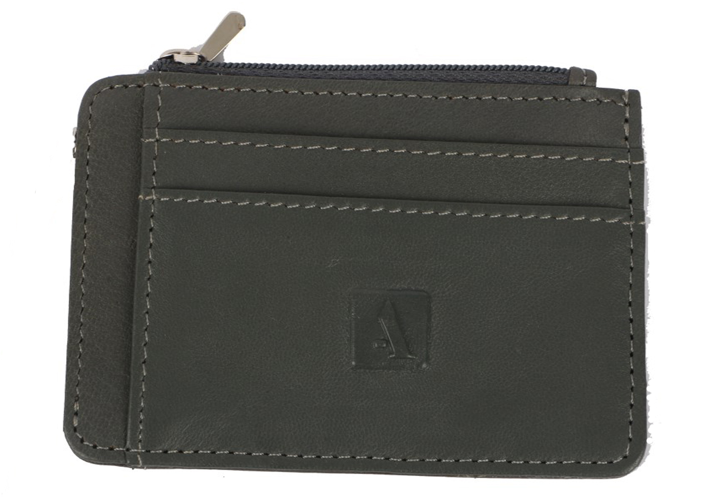 W201--Credit Card Holder With Photo Id In Genuine Leather - Grey