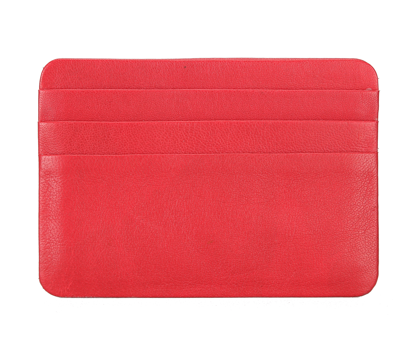 Card Case--Ultra Slim Card Case In Genuine Leather - Red