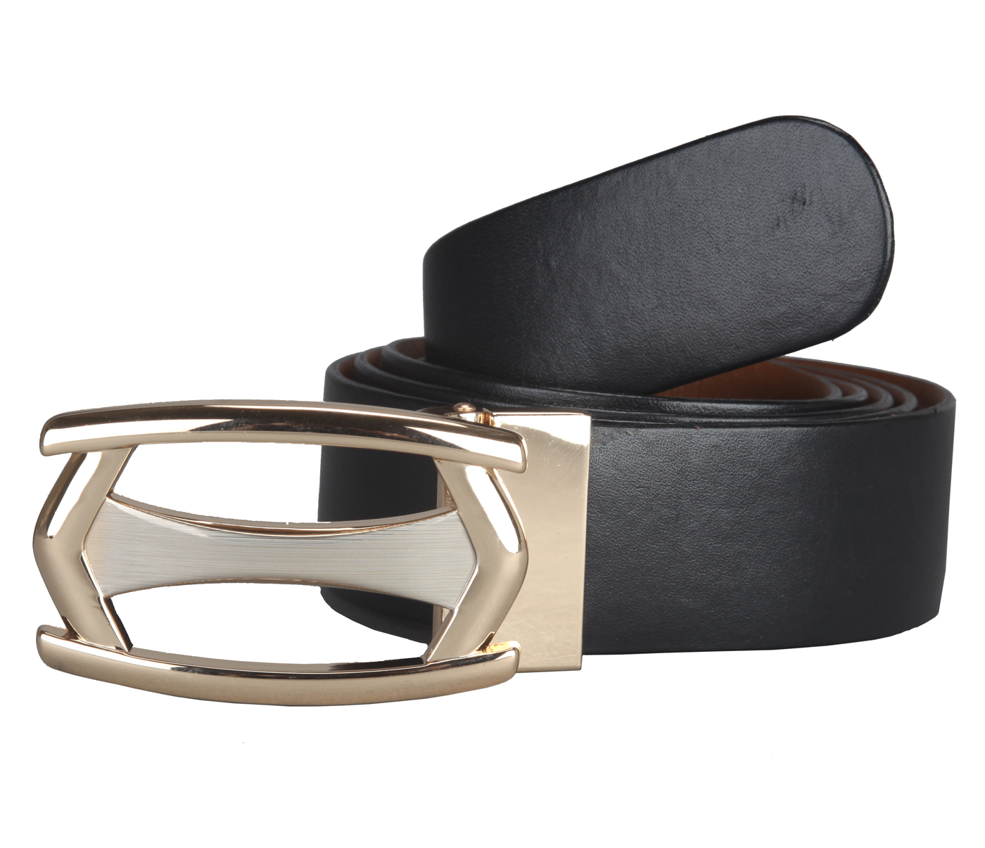 Belt--Men's reversible belt in Genuine Leather - Black/Tan