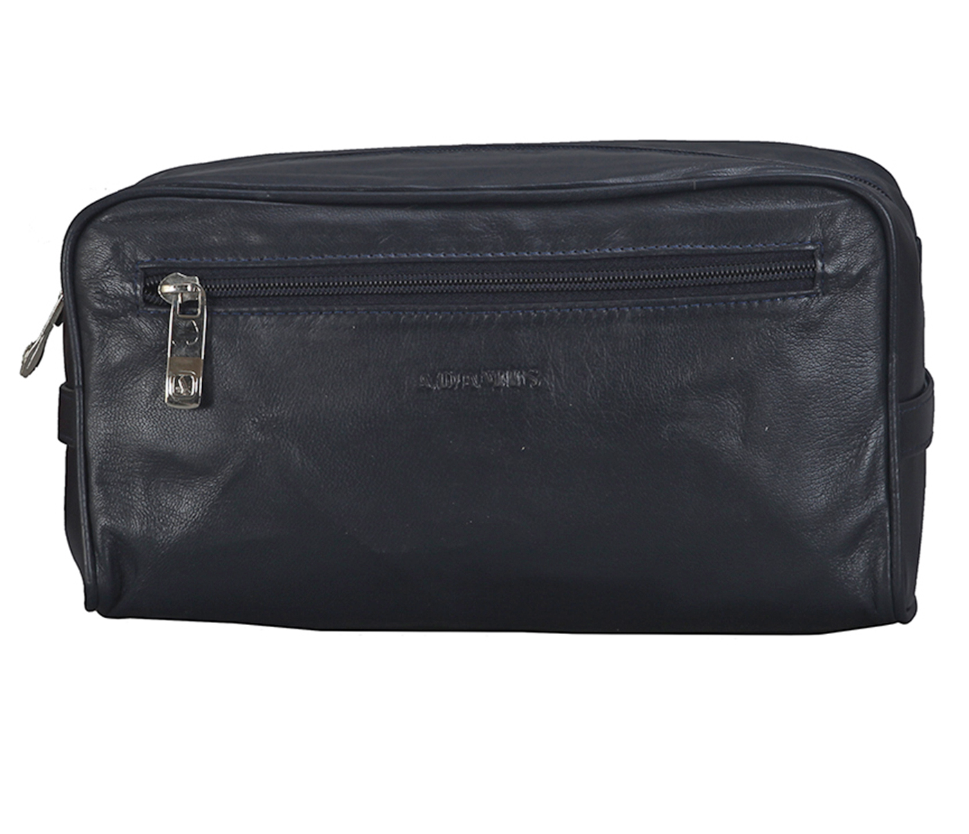 SC1--Unisex Wash And Toiletry Travel Pouch In Genuine Leather - Black