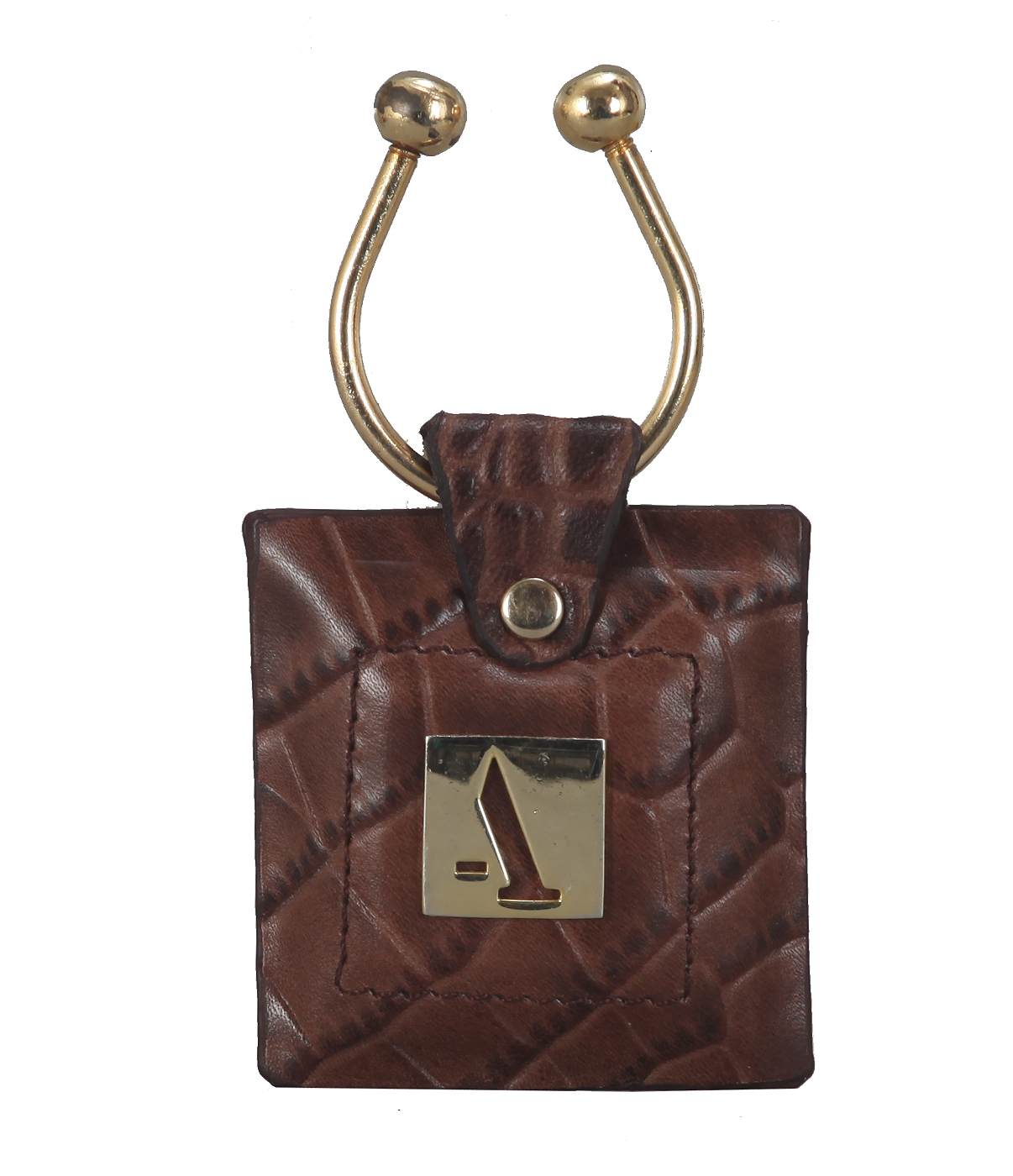 W269--Key holder with knob screw key fitting in Genuine Leather - Brown.