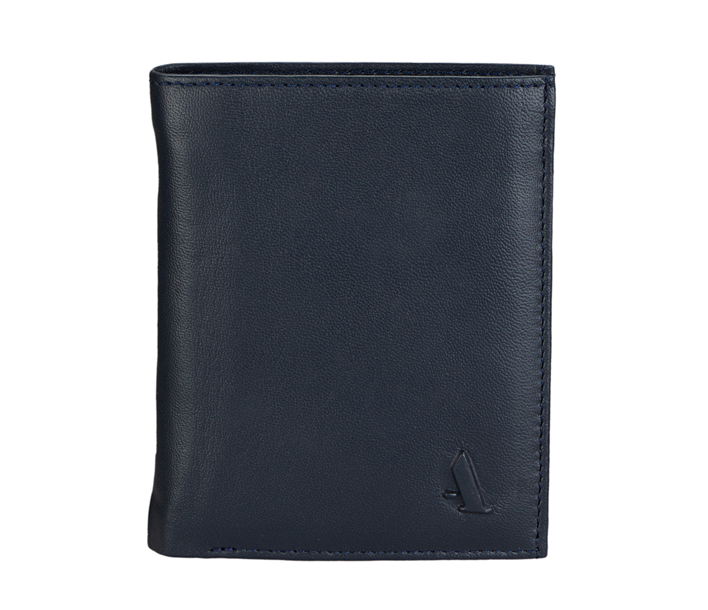 W7-Davide-Men's Bifold Wallet With Photo Id In Genuine Leather - Blue