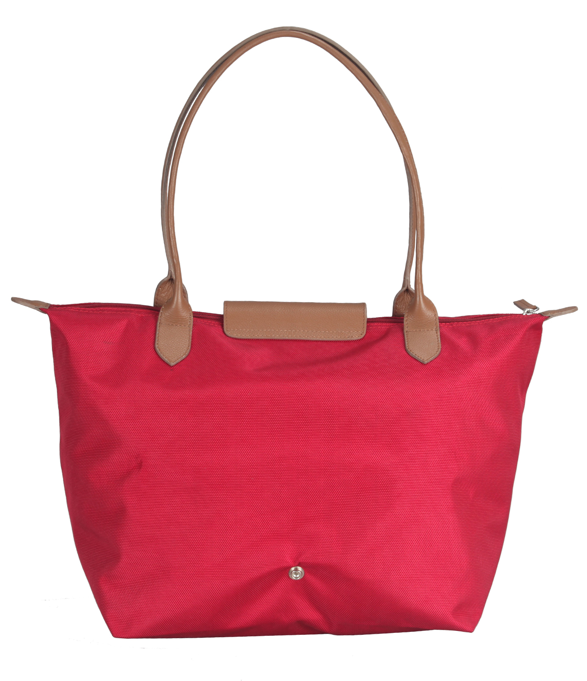 B767-Claude-Folding Tote in Tetron Material with Genuine Leather trimmings - Red