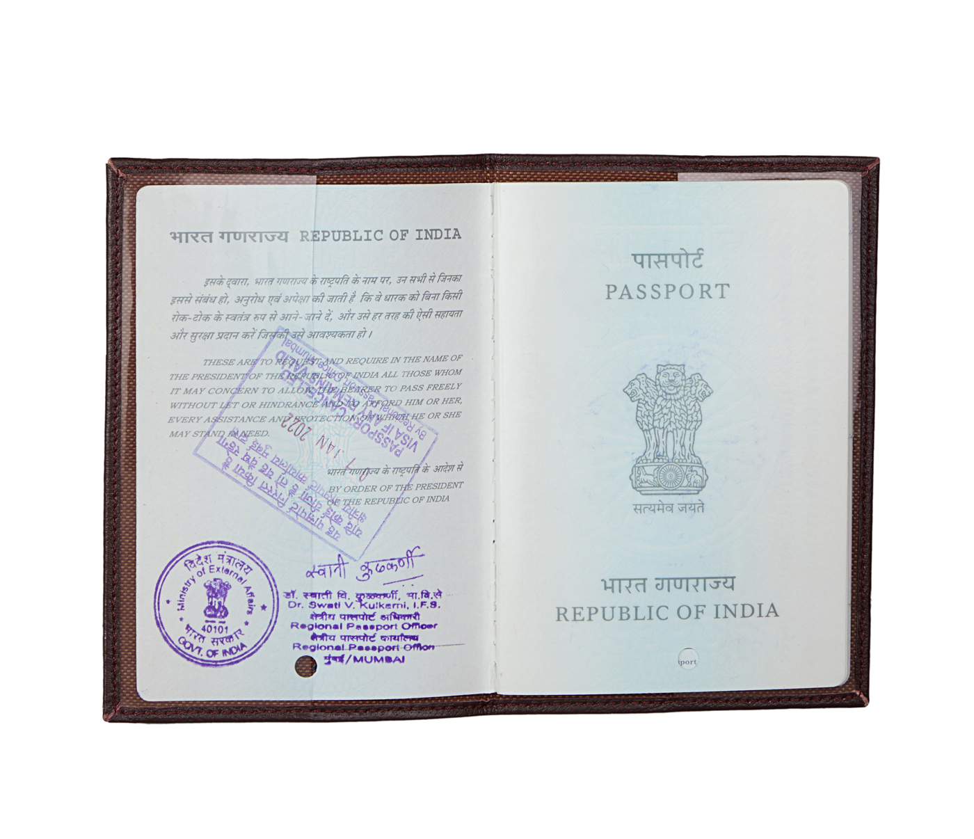 Travel Essential--Passport cover in Genuine Leather - Wine