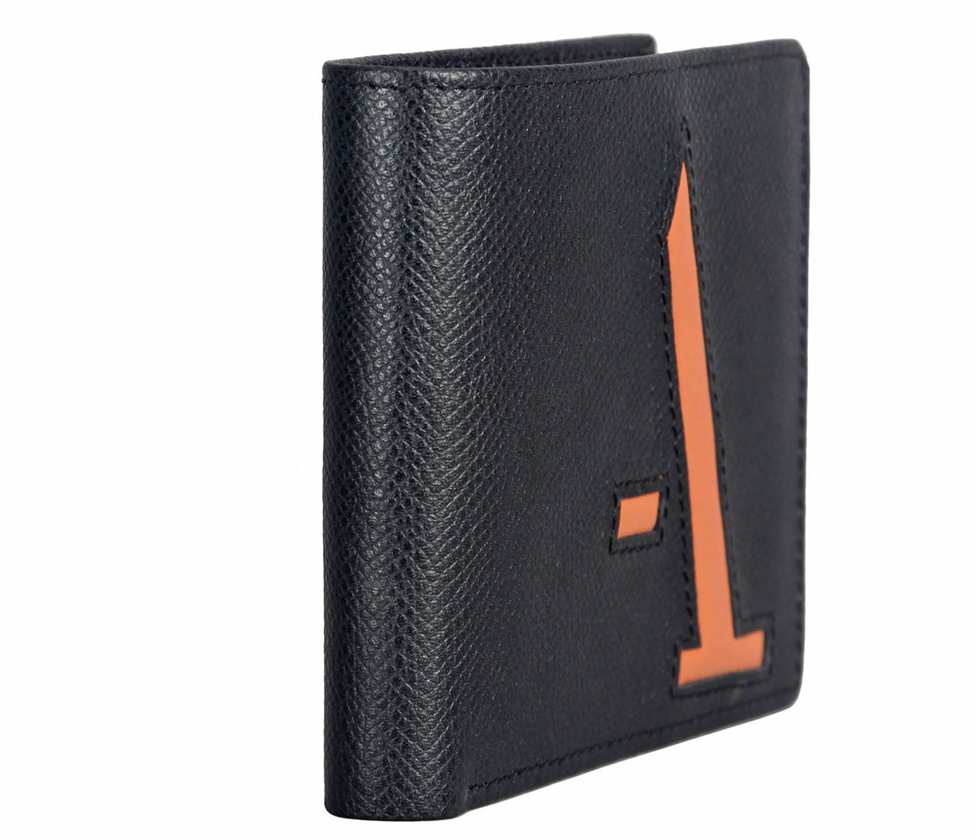 W310-Addler-Men's bifold wallet with coin pocket in Genuine Leather - Black