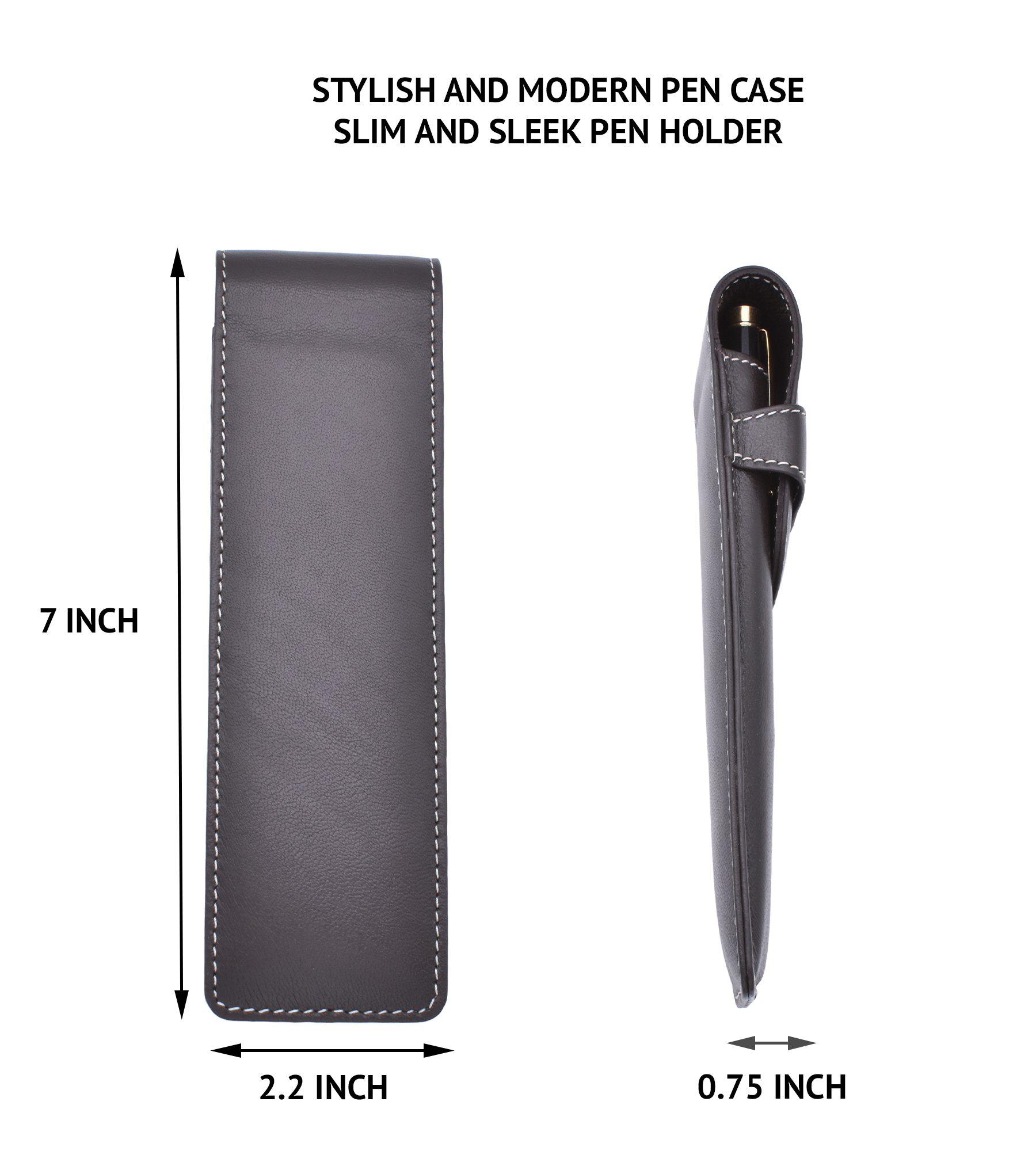 W51--Pen case to carry 2 pens in Genuine Leather - Brown