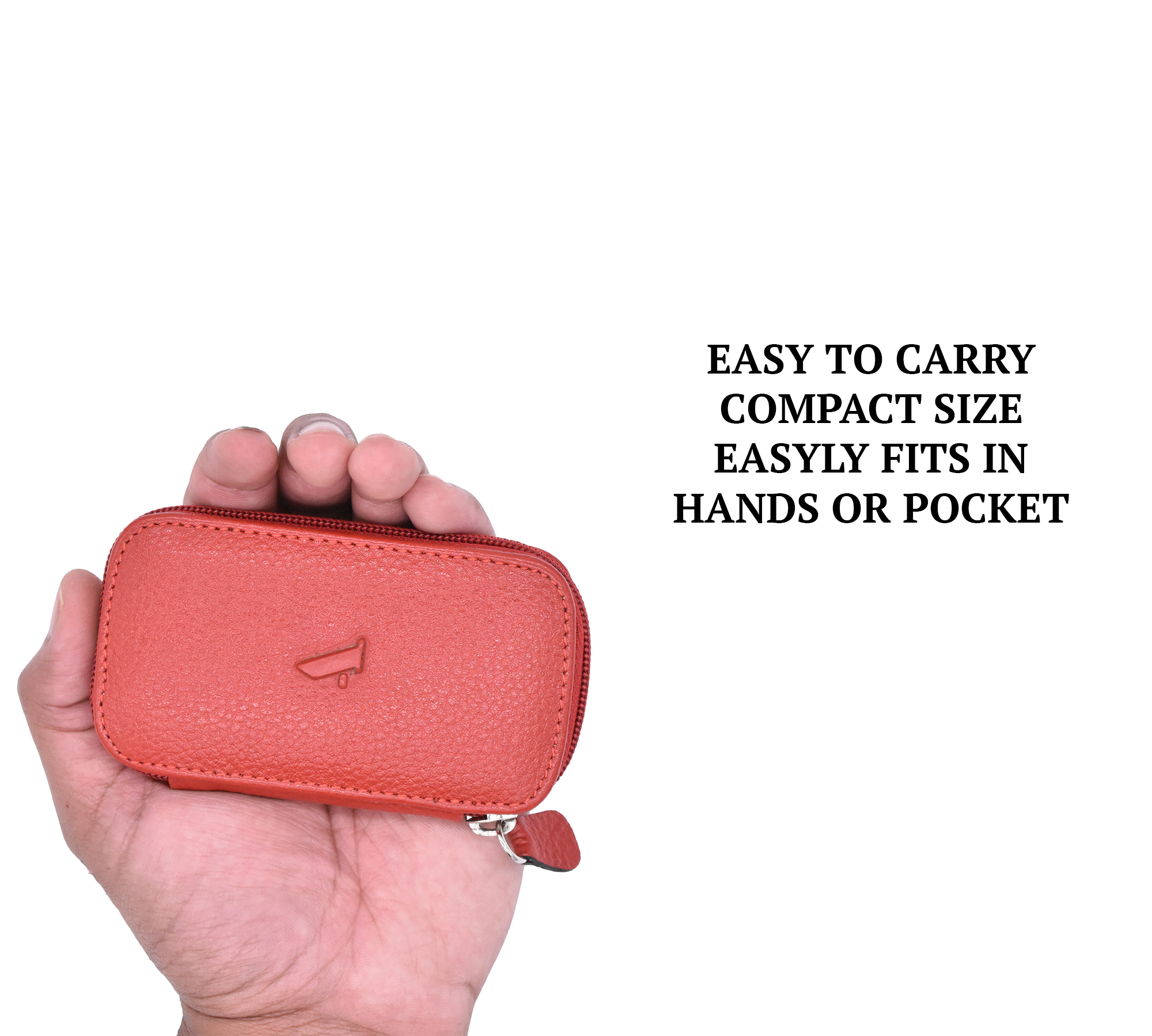 W55--Keycase with zipper closing in Genuine Leather - Red