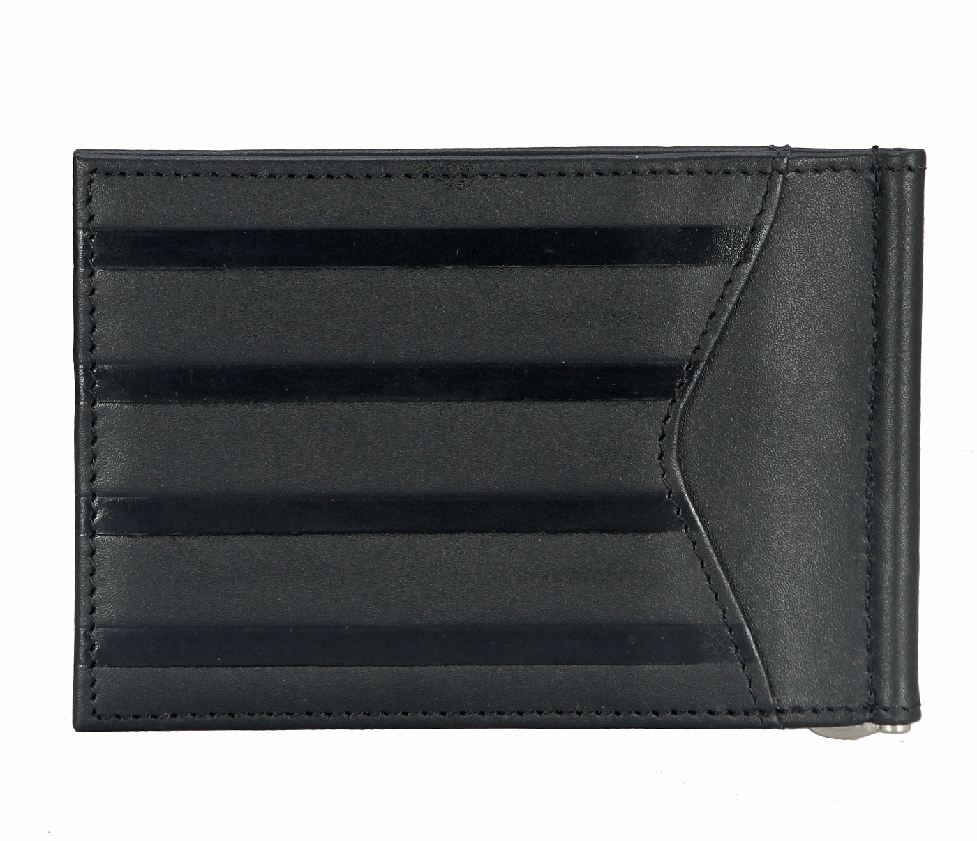 Wallet-Carl-Men's money clip cum card case wallet in Genuine Leather - Black