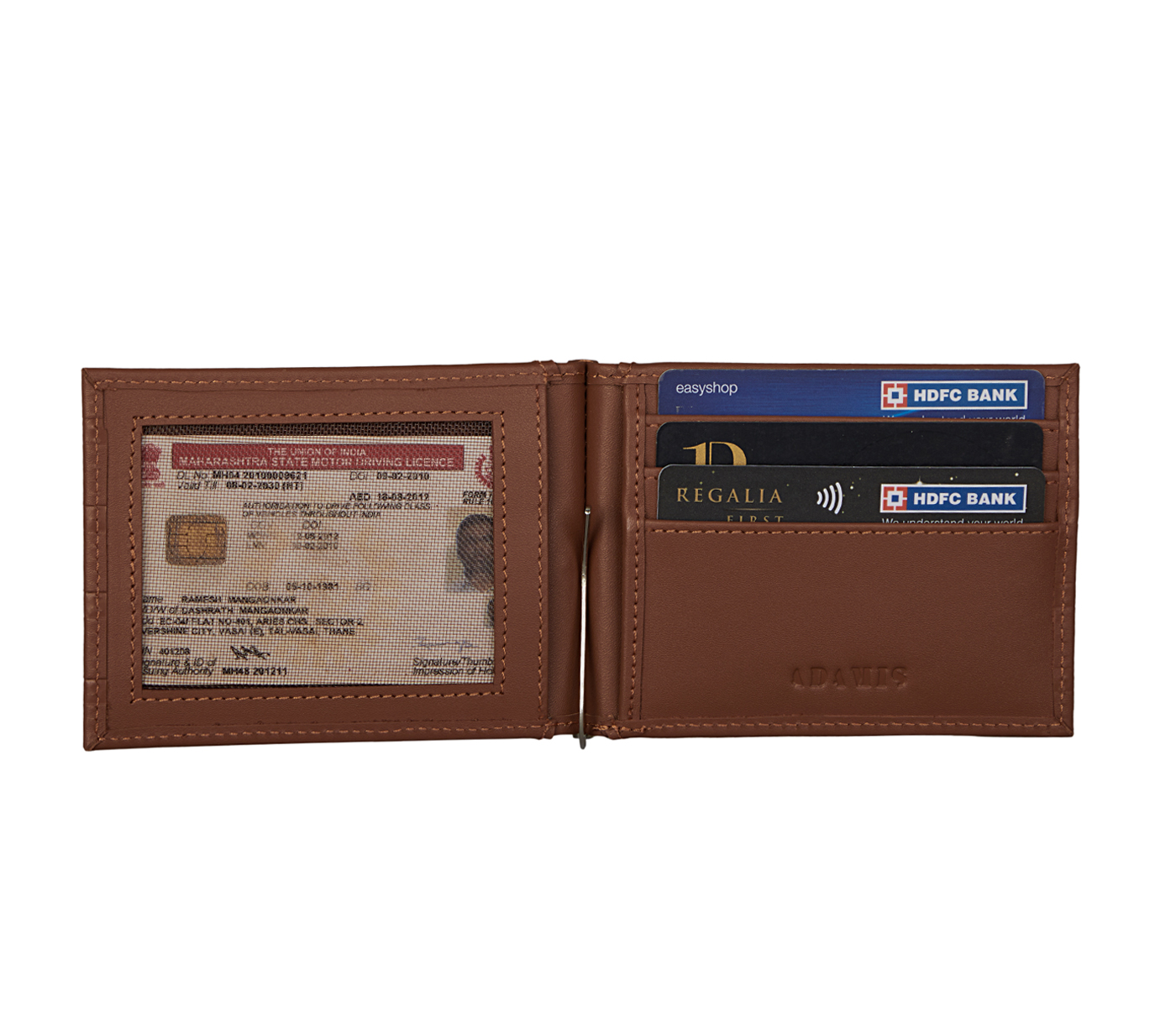Wallet-Carl-Men's money clip cum card case wallet in Genuine Leather - Tan