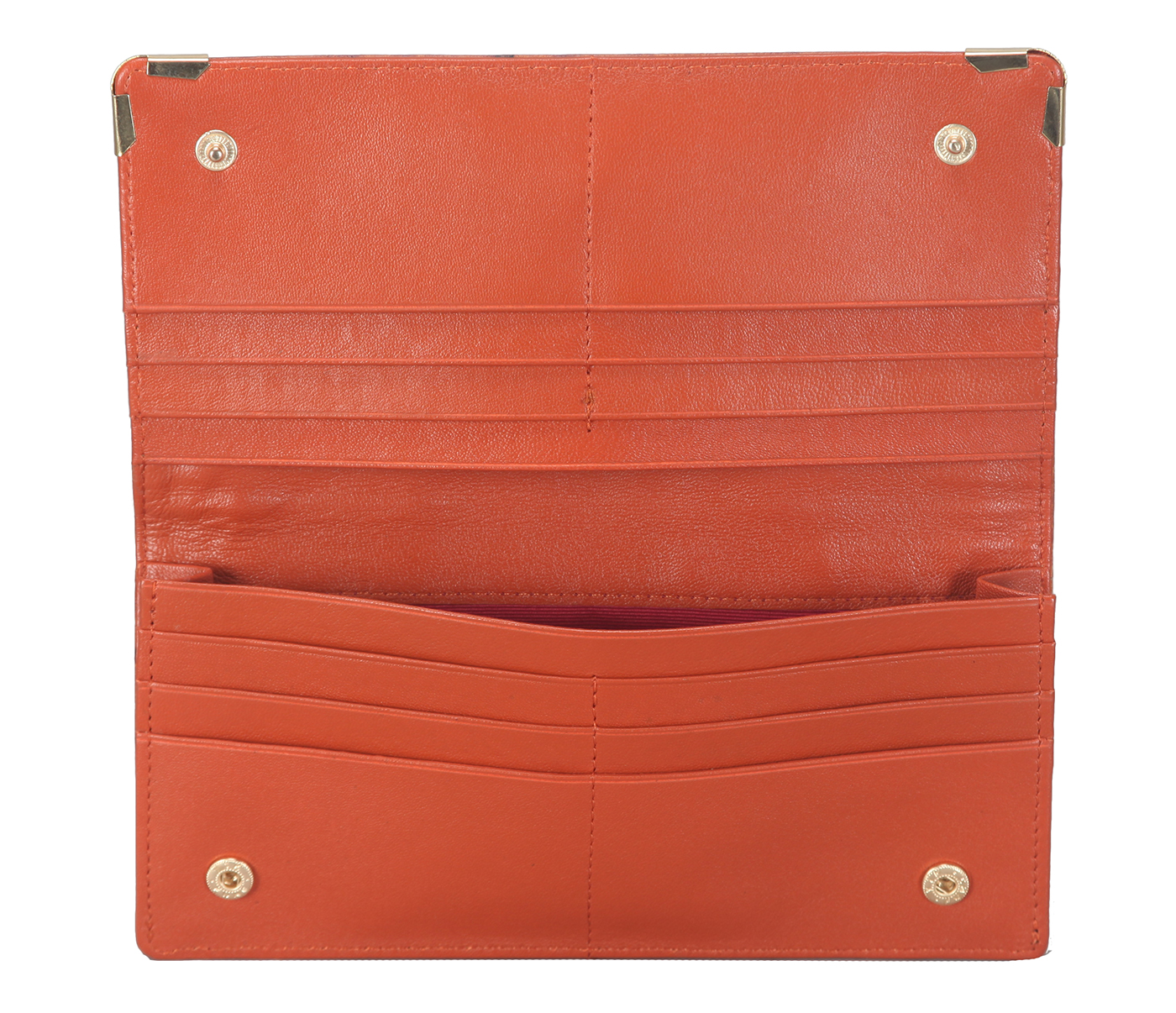 W314-Montana-Women's bifold button closing wallet in Genuine Leather - Orange