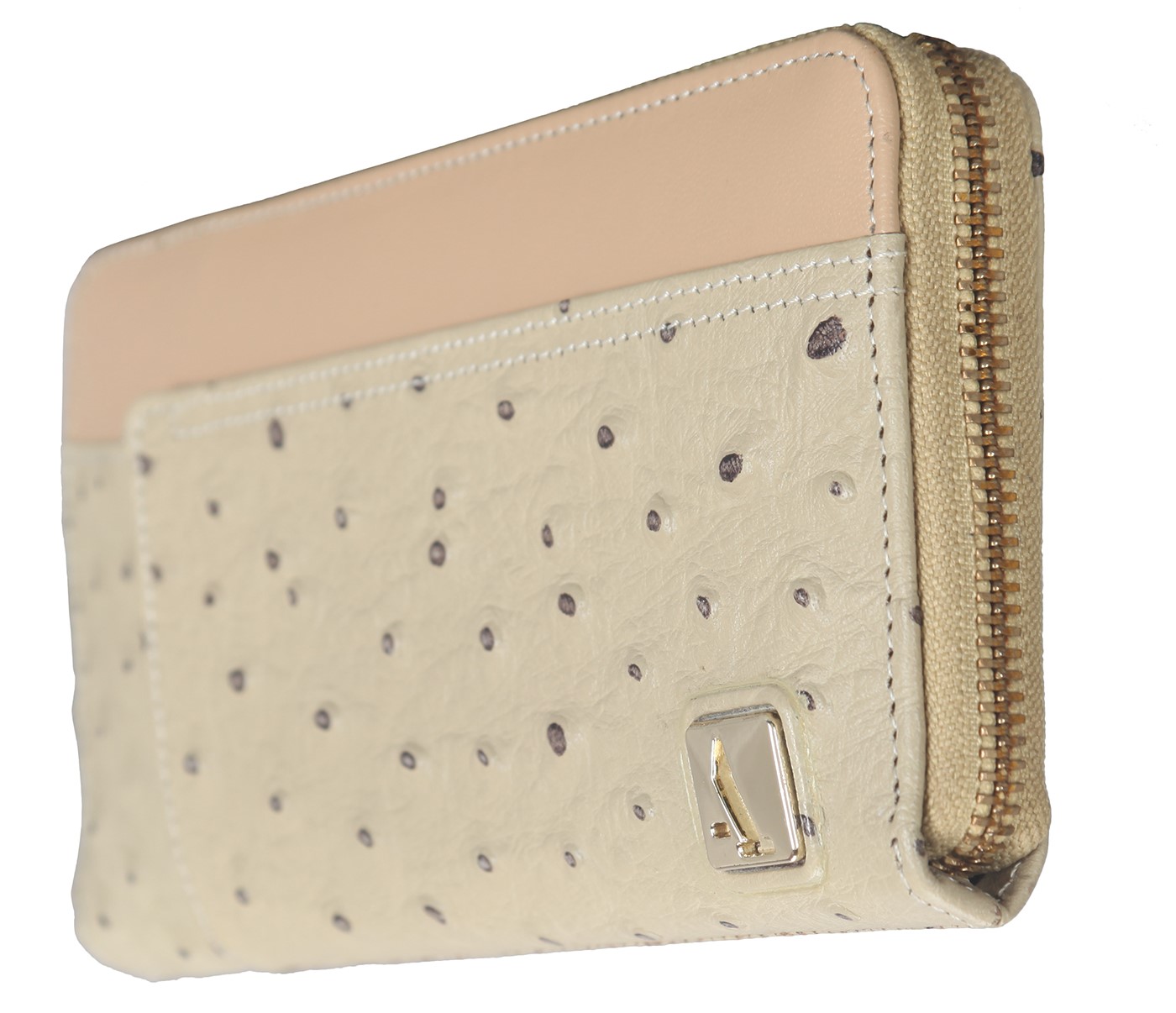 W317-Beyonce-Women's wallet cum clutch in Genuine Leather - Beige