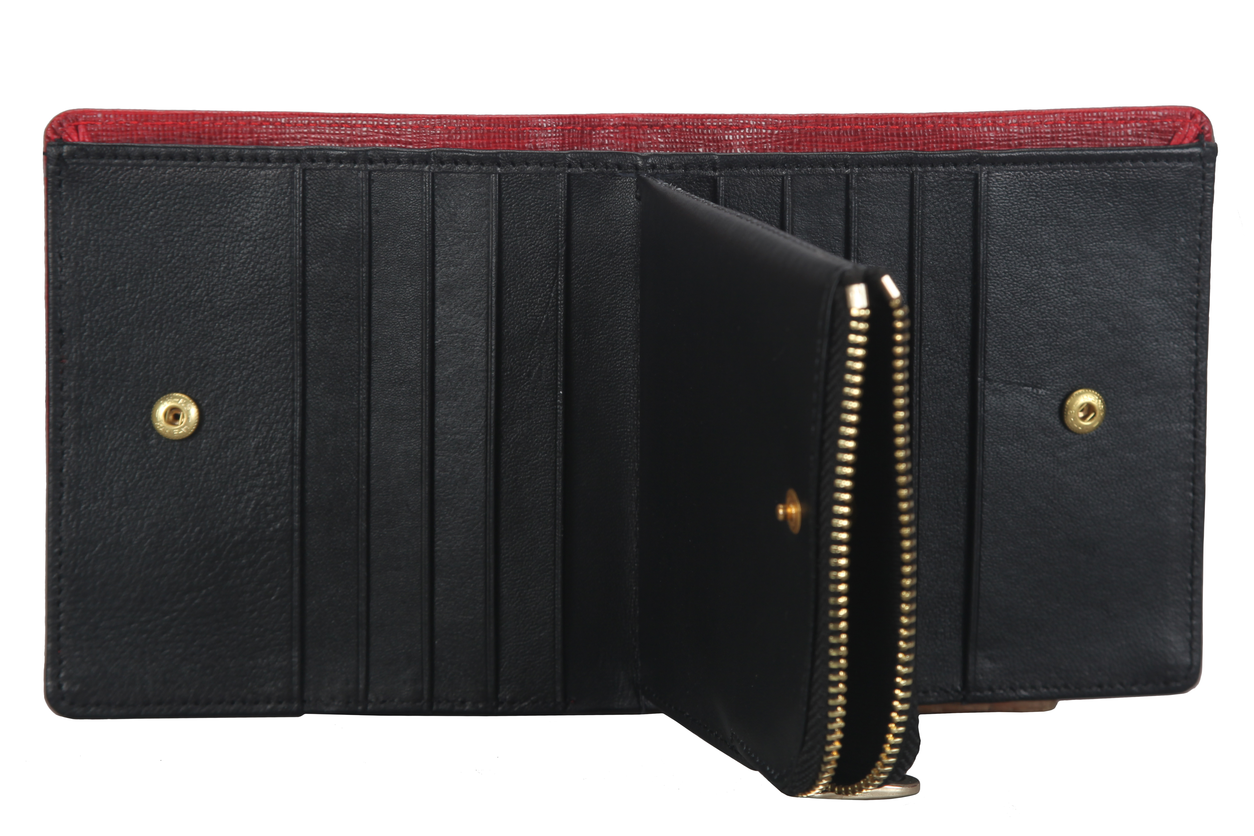 W318-Alabama-Women's bifold wallet in Genuine Leather - Red/Black