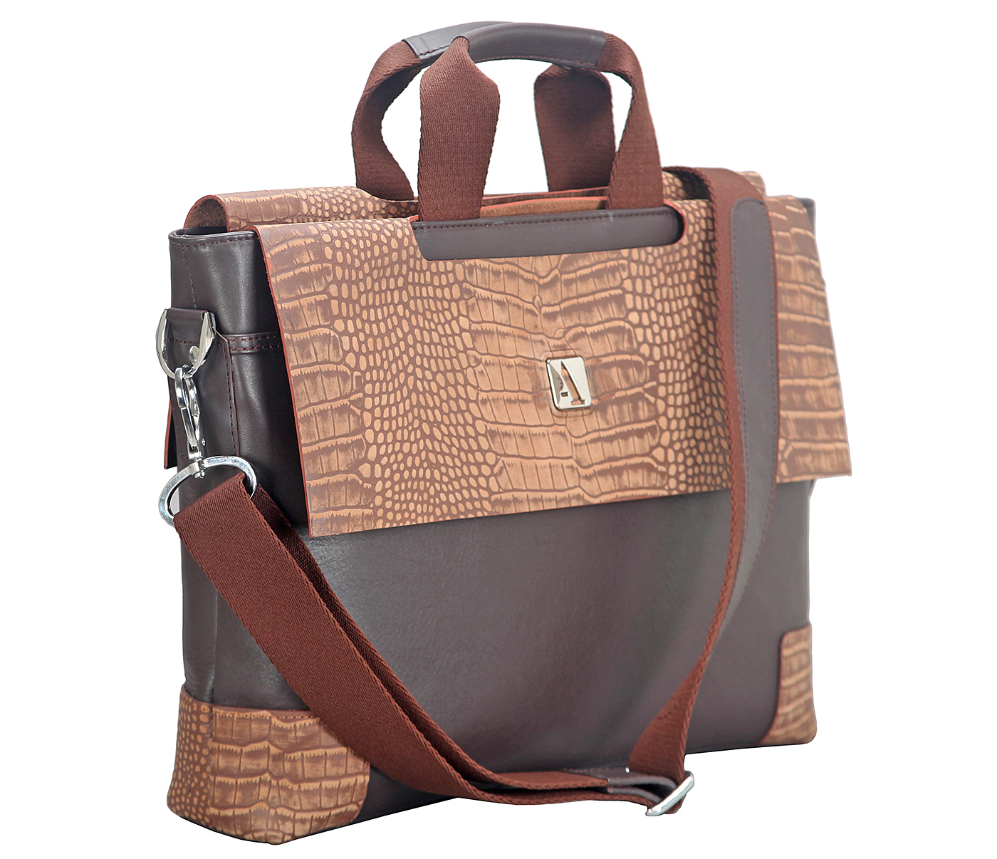 Portfolio / Laptop Bag-Ebner-Laptop, portfolio office executive bag in Genuine Leather - Brown / Tan