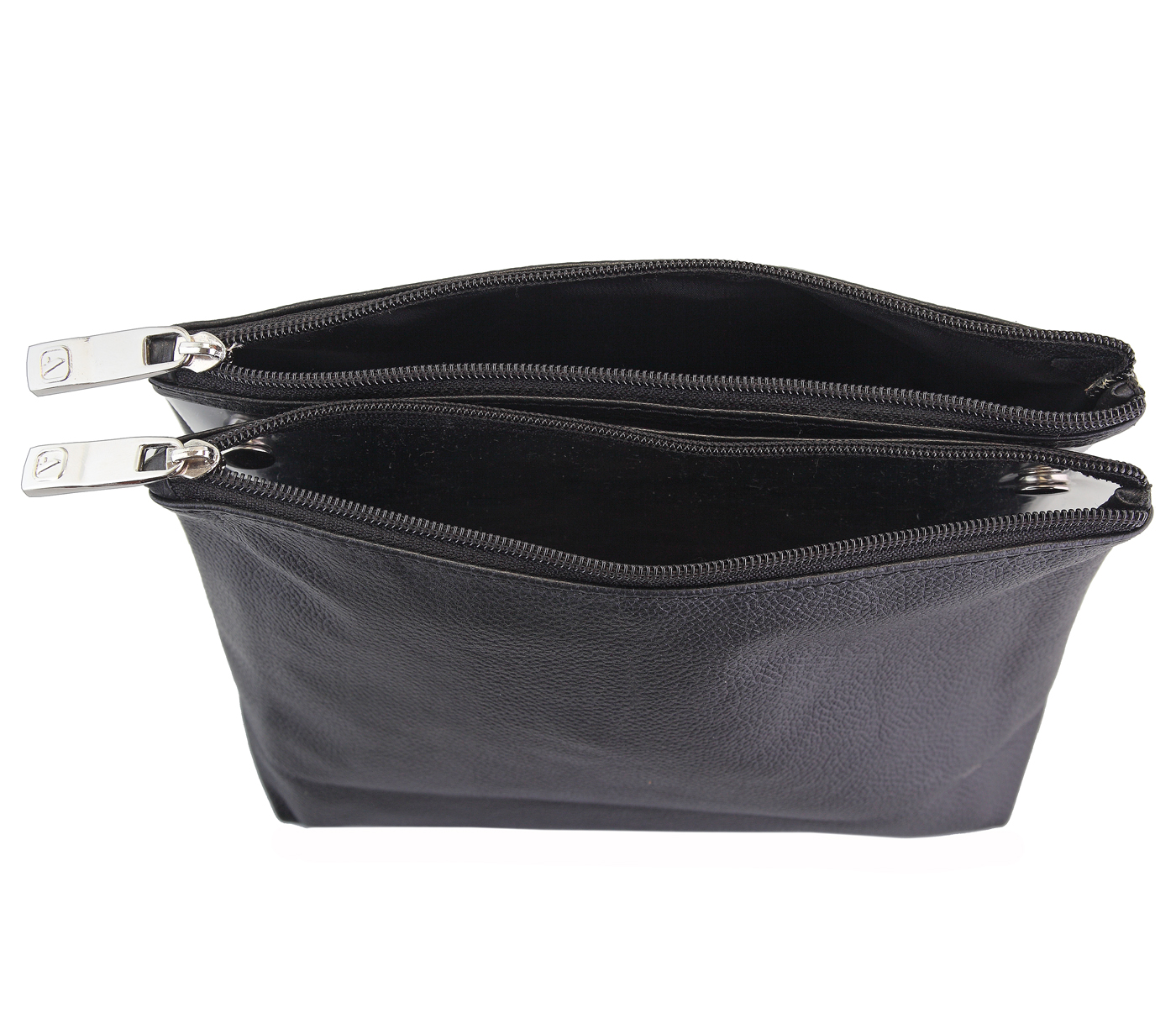 P18--Unisex Wash And Toiletry Bag in Genuine Leather - Black