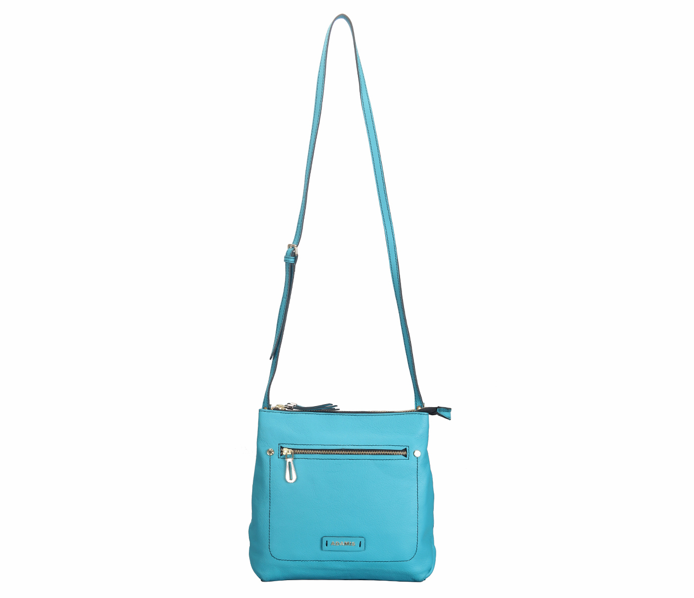 B811-Paulita-Sling Cross Body Bag In Genuine Leather - Turquoise