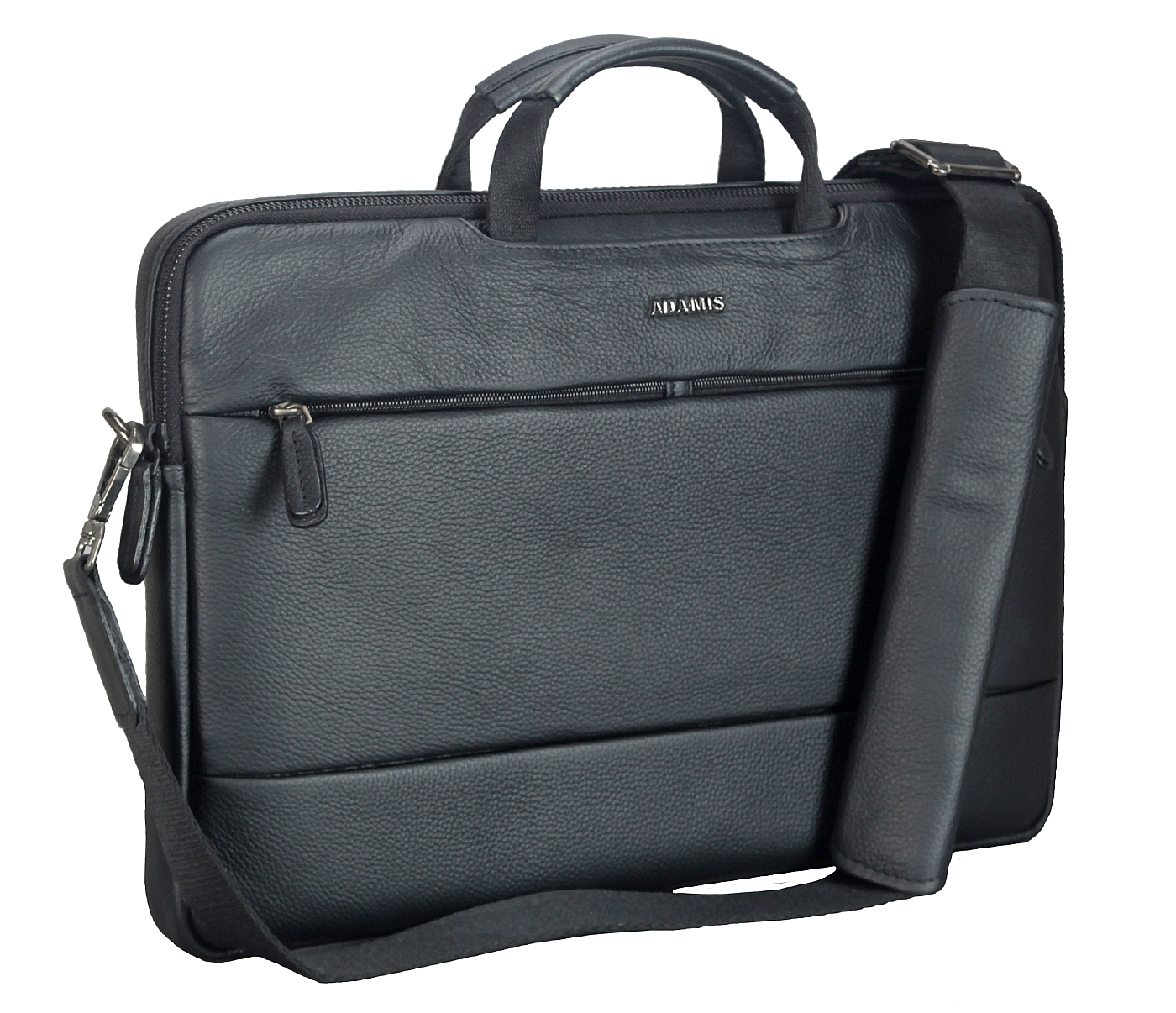 F68-Liam Laptop, Portfolio Office Executive Bag In Genuine- - Black