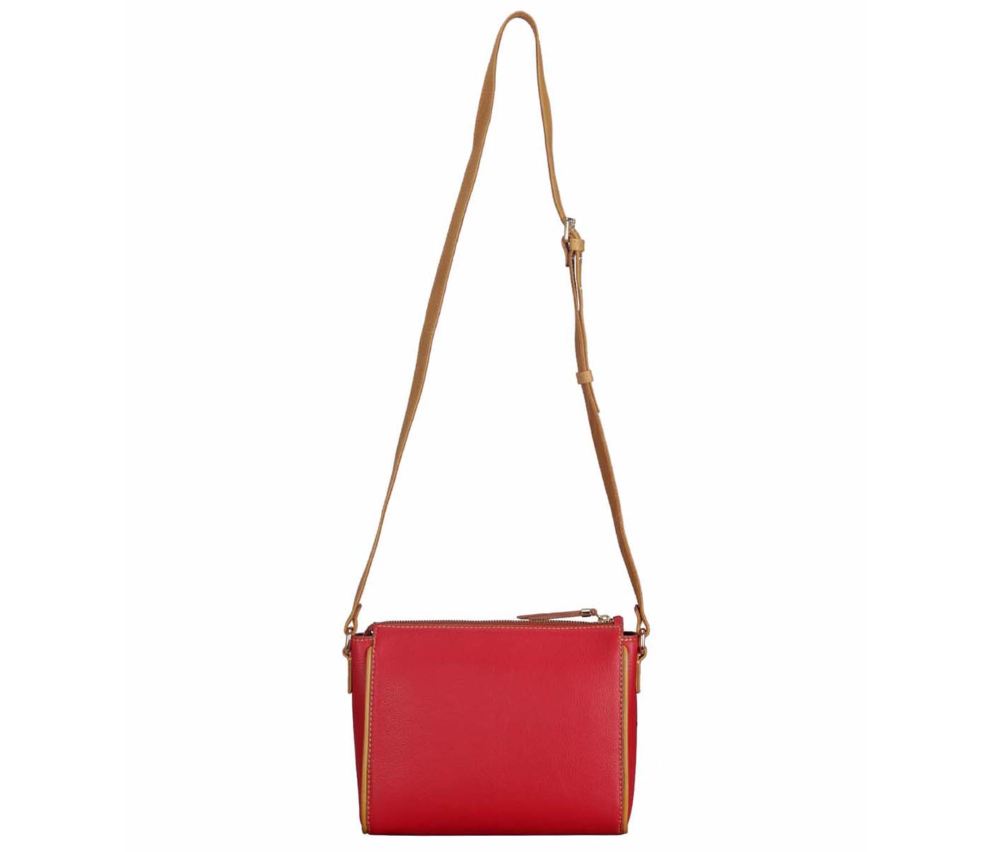 Handbag-Alissa-Sling cross body bag in Genuine Leather - Red