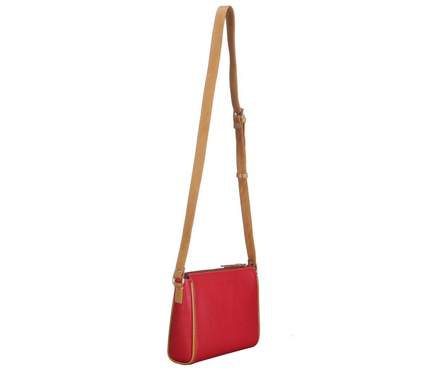 Handbag-Alissa-Sling cross body bag in Genuine Leather - Red