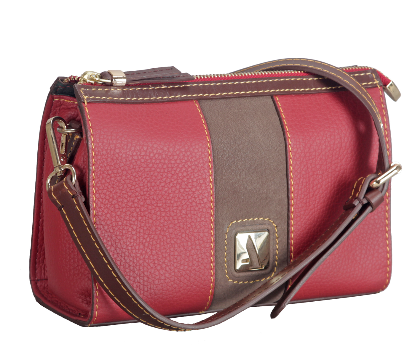 Handbag-Franka-Sling cross body bag in Genuine Leather - Red