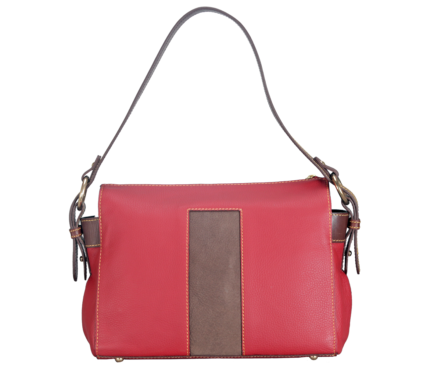 B835-Gretta-Short handle cum Sling bag in Genuine Leather - Red