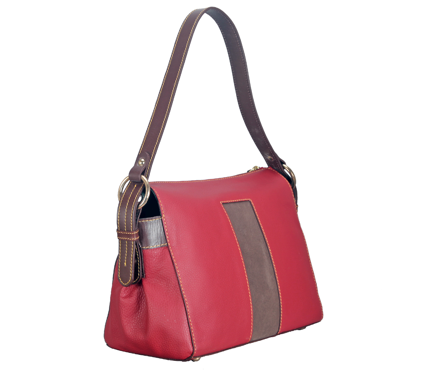 B835-Gretta-Short handle cum Sling bag in Genuine Leather - Red