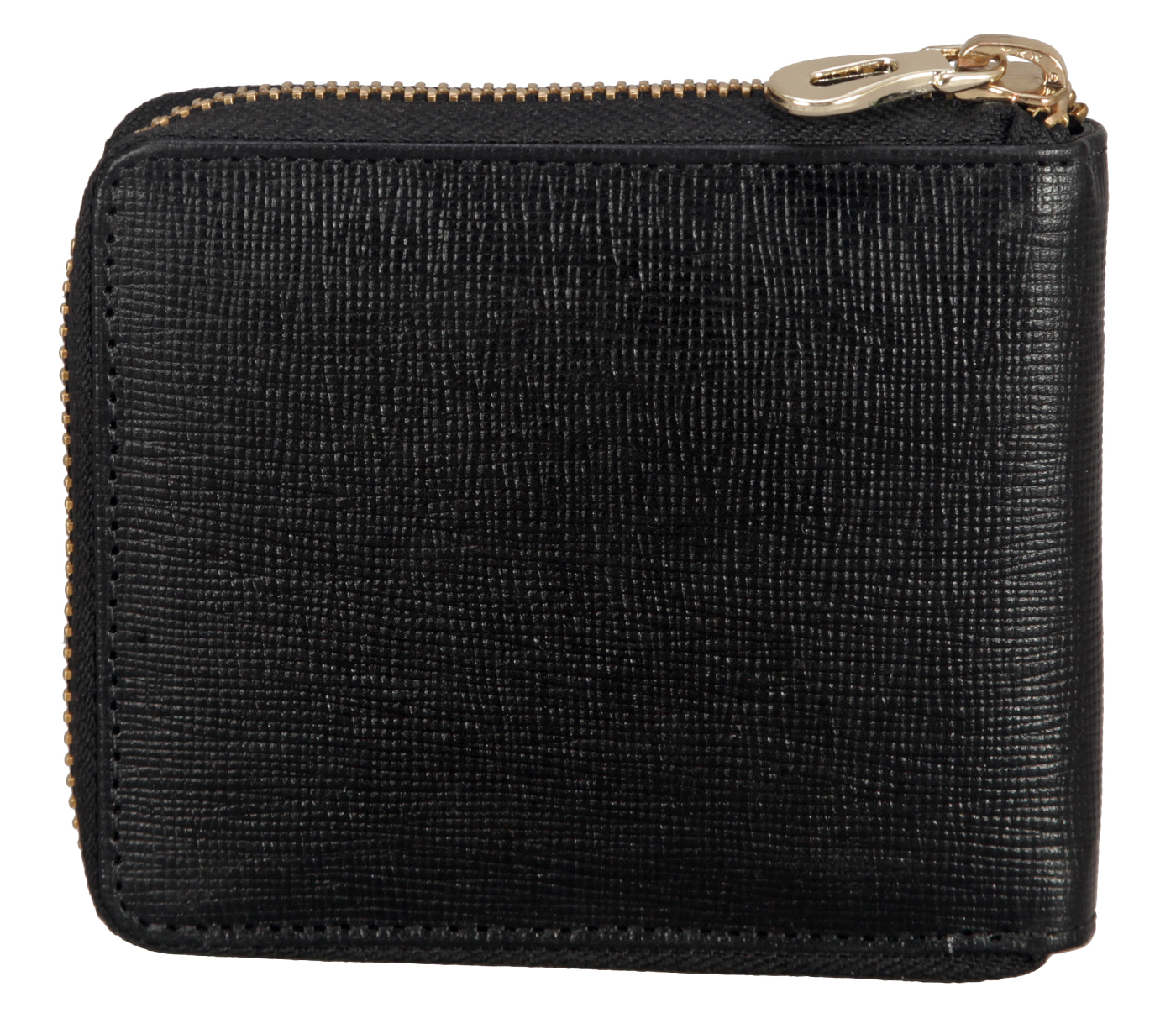 W325-Denzel-Men's bifold zip wallet in Genuine Leather - Black