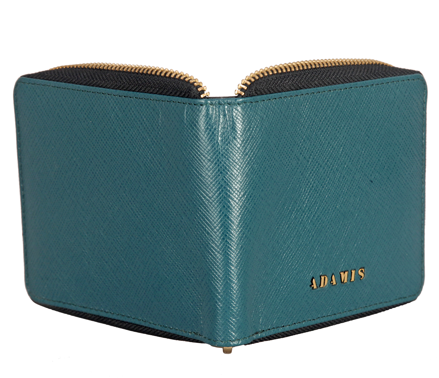 W325-Denzel-Men's bifold zip wallet in Genuine Leather - Green