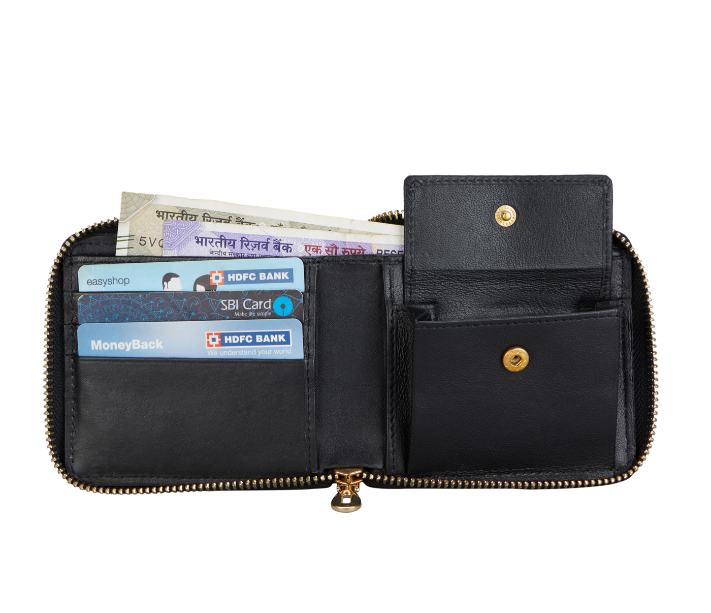 W325-Denzel-Men's bifold zip wallet in Genuine Leather - Green