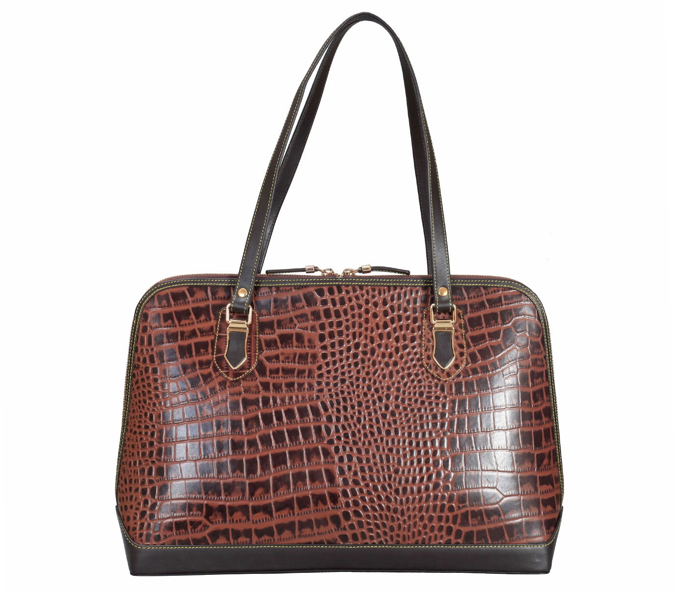 B858-Estrella-Shoulder Work Bag in Genuine Leather - Brown
