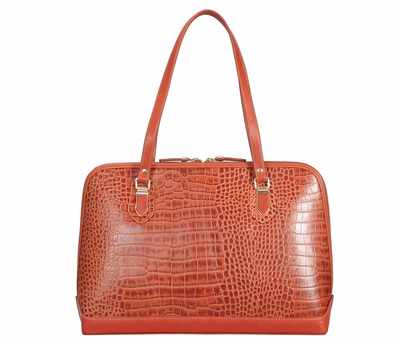 B858-Estrella-Shoulder Work Bag in Genuine Leather - Tan
