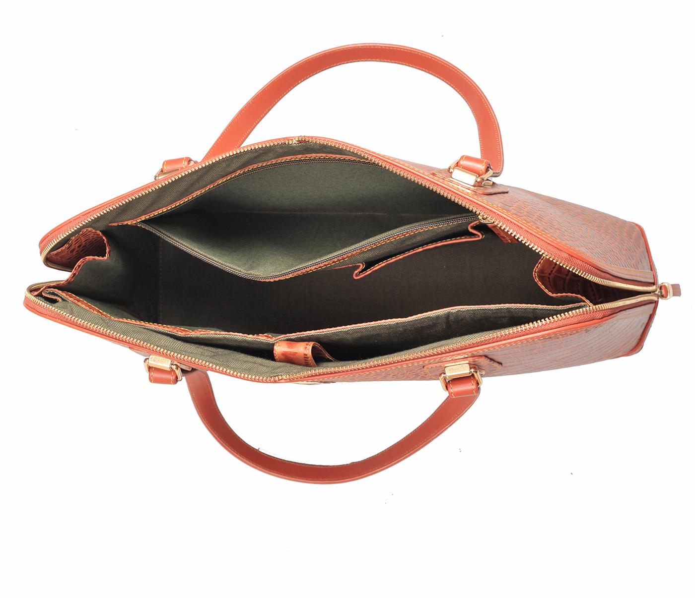 B858-Estrella-Shoulder Work Bag in Genuine Leather - Tan