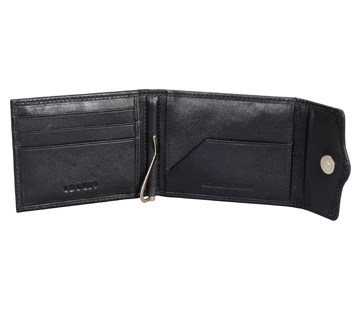 W328-Noah-Men's bifold money clip wallet in Genuine Leather - Black